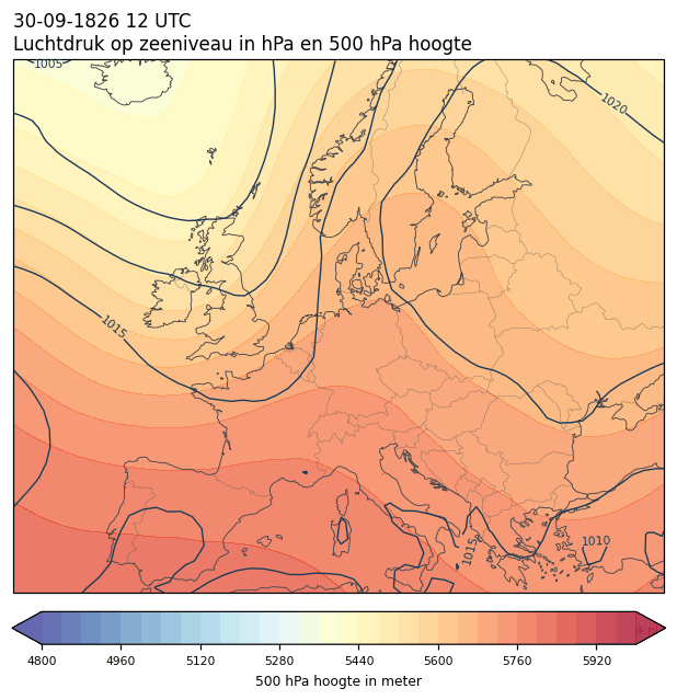Weerkaart van 30 september 1826 om 12 UTC
