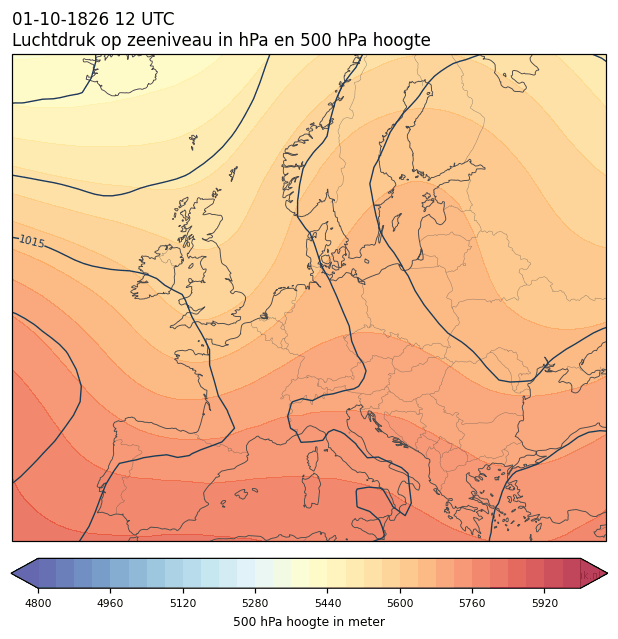 Weerkaart van 1 oktober 1826 om 12 UTC