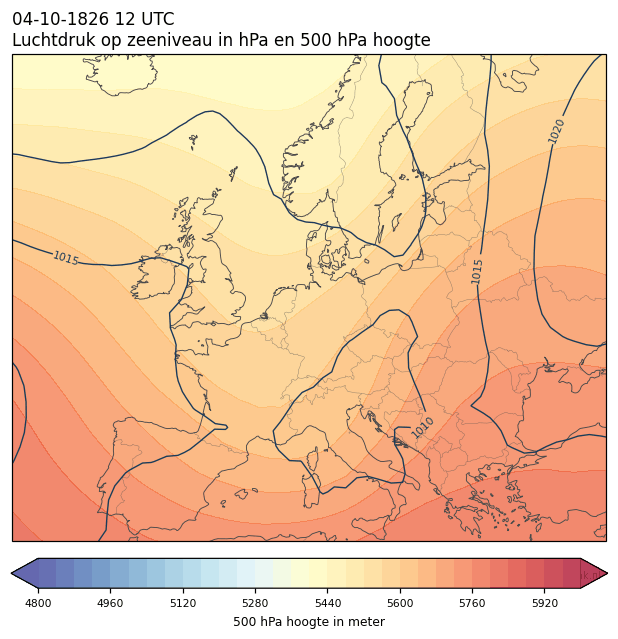 Weerkaart van 4 oktober 1826 om 12 UTC