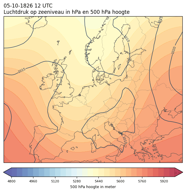 Weerkaart van 5 oktober 1826 om 12 UTC