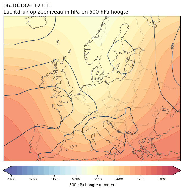 Weerkaart van 6 oktober 1826 om 12 UTC