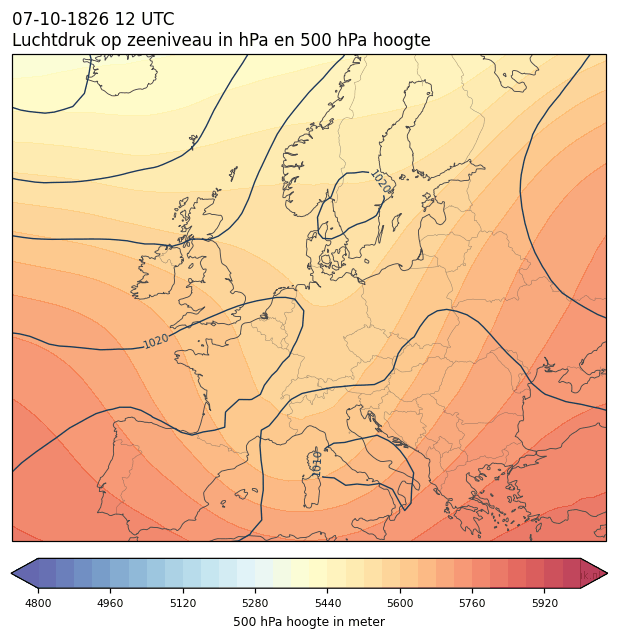 Weerkaart van 7 oktober 1826 om 12 UTC
