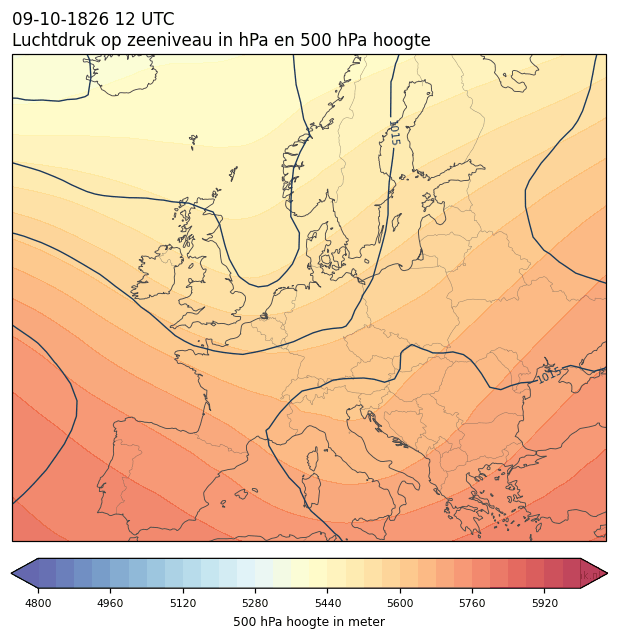 Weerkaart van 9 oktober 1826 om 12 UTC