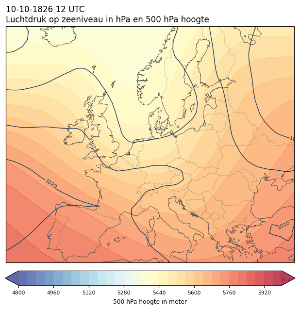 Weerkaart van 10 oktober 1826 om 12 UTC