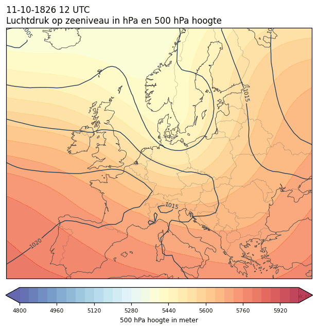 Weerkaart van 11 oktober 1826 om 12 UTC