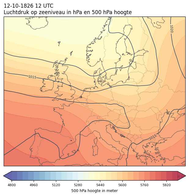 Weerkaart van 12 oktober 1826 om 12 UTC