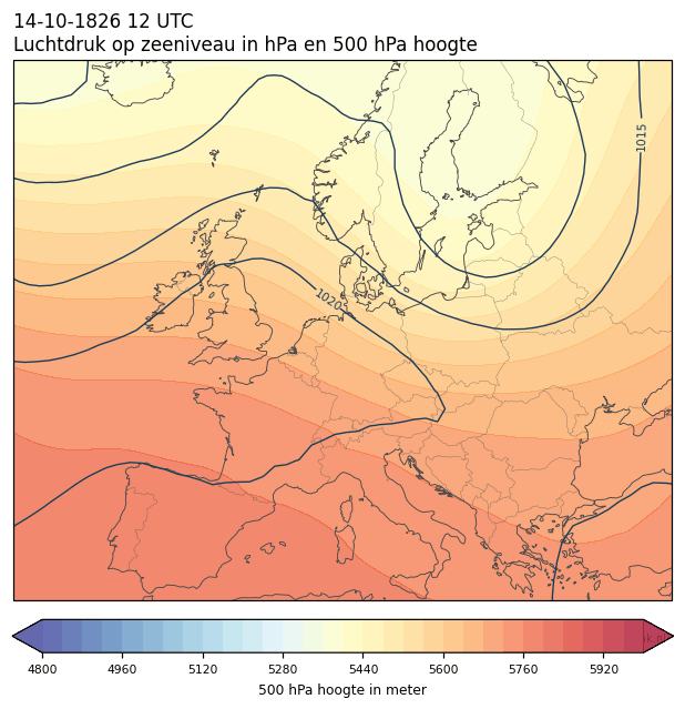 Weerkaart van 14 oktober 1826 om 12 UTC