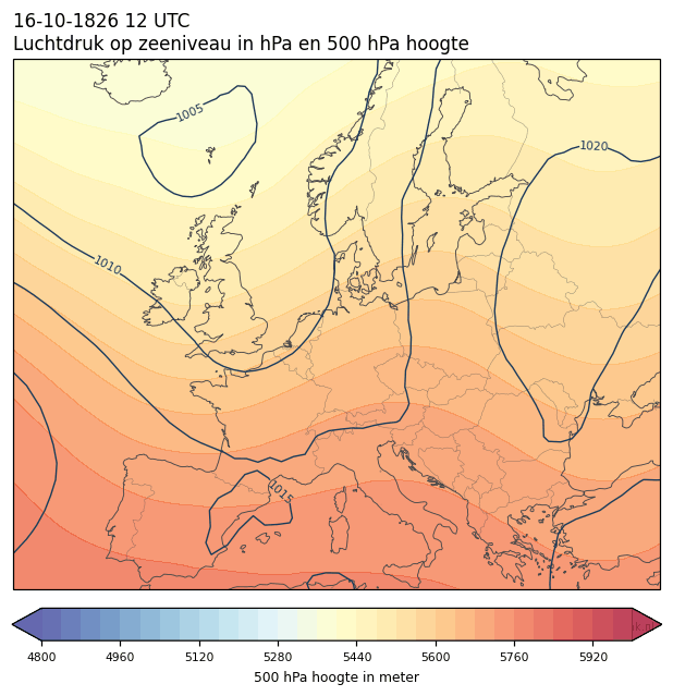 Weerkaart van 16 oktober 1826 om 12 UTC