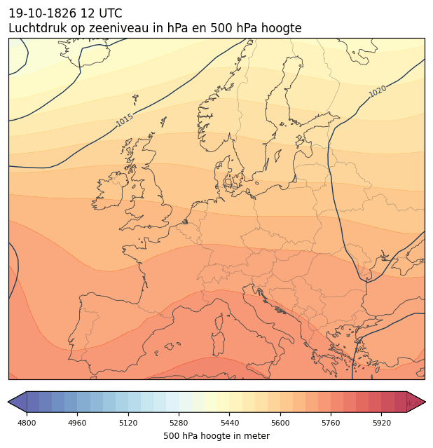 Weerkaart van 19 oktober 1826 om 12 UTC