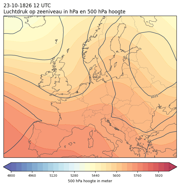 Weerkaart van 23 oktober 1826 om 12 UTC