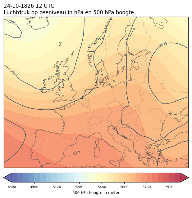 Weerkaart van 24 oktober 1826 om 12 UTC