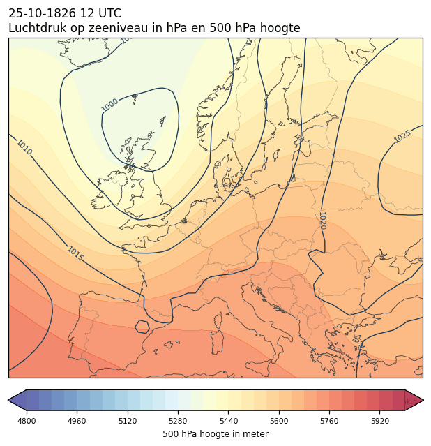 Weerkaart van 25 oktober 1826 om 12 UTC