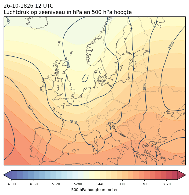 Weerkaart van 26 oktober 1826 om 12 UTC