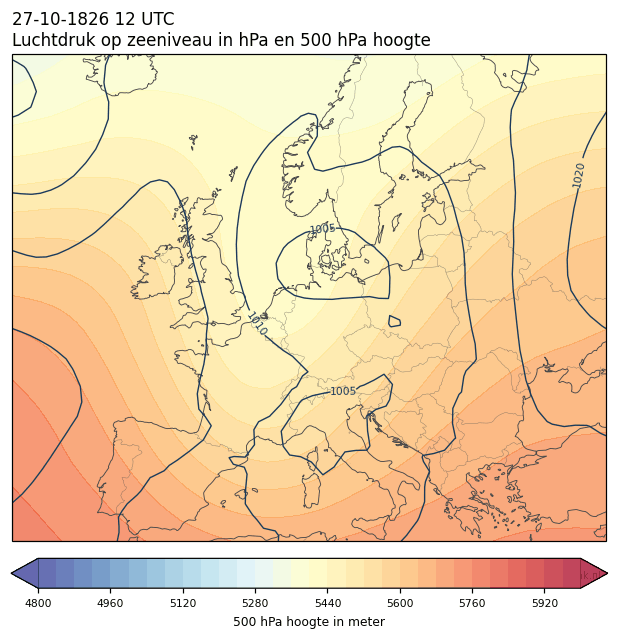 Weerkaart van 27 oktober 1826 om 12 UTC