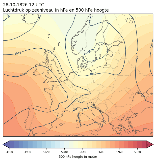 Weerkaart van 28 oktober 1826 om 12 UTC