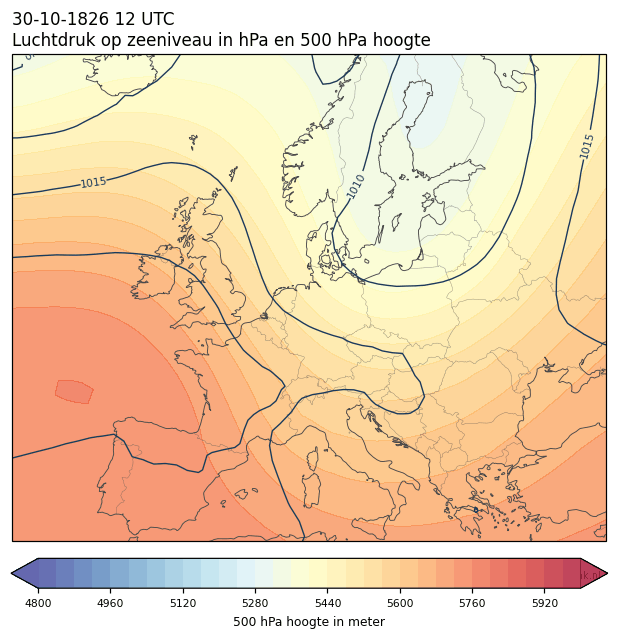 Weerkaart van 30 oktober 1826 om 12 UTC