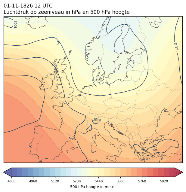 Weerkaart van 1 november 1826 om 12 UTC