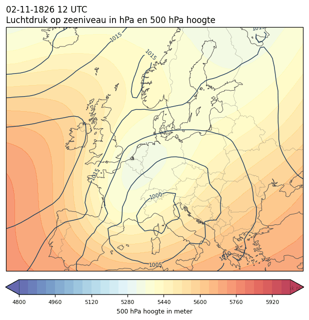 Weerkaart van 2 november 1826 om 12 UTC