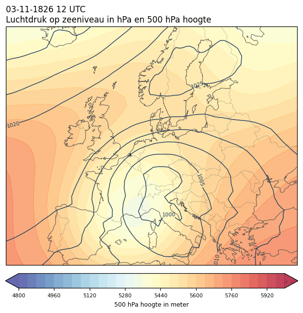 Weerkaart van 3 november 1826 om 12 UTC
