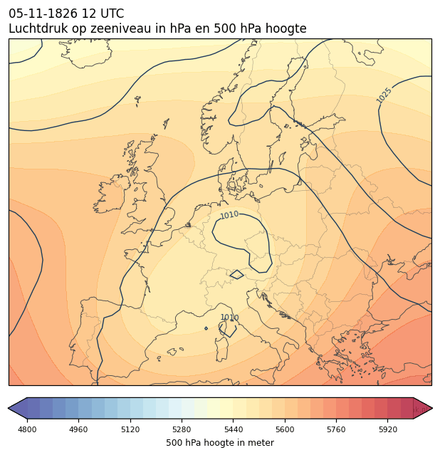 Weerkaart van 5 november 1826 om 12 UTC