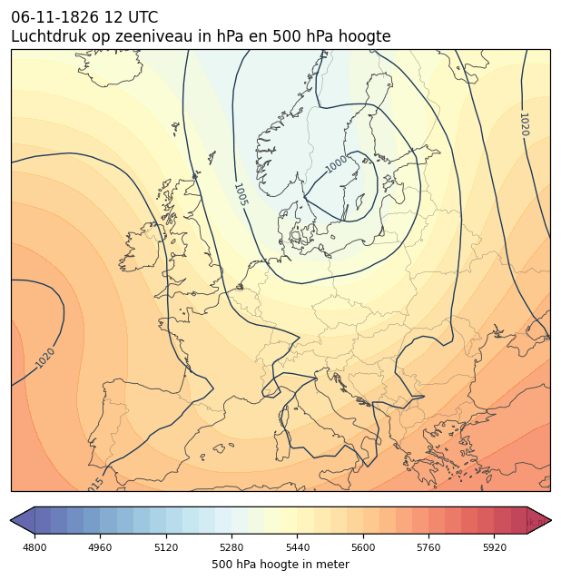 Weerkaart van 6 november 1826 om 12 UTC