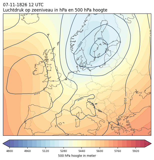 Weerkaart van 7 november 1826 om 12 UTC