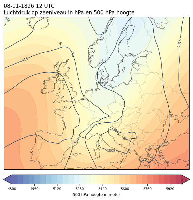 Weerkaart van 8 november 1826 om 12 UTC