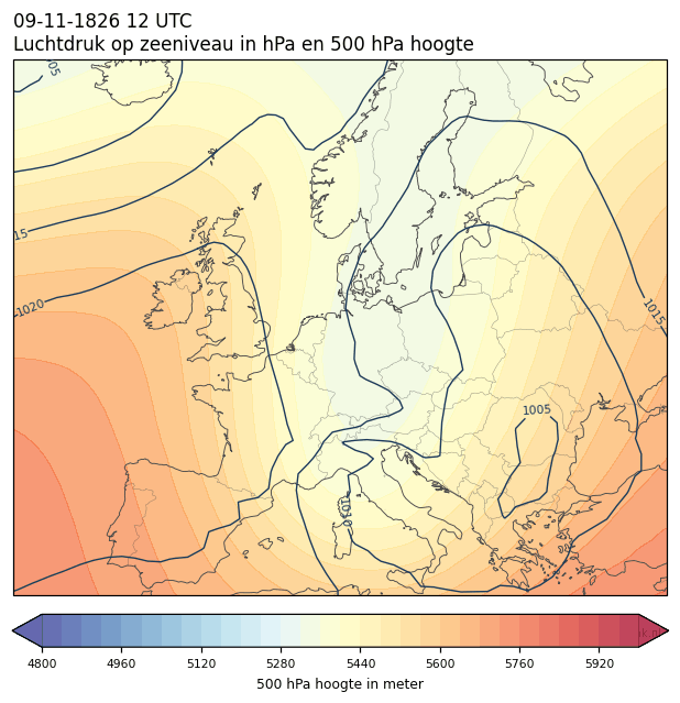 Weerkaart van 9 november 1826 om 12 UTC