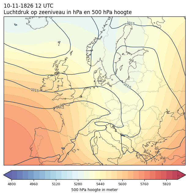 Weerkaart van 10 november 1826 om 12 UTC