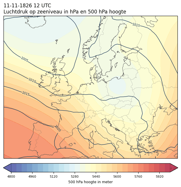 Weerkaart van 11 november 1826 om 12 UTC