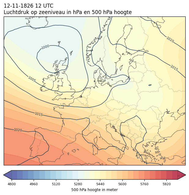 Weerkaart van 12 november 1826 om 12 UTC