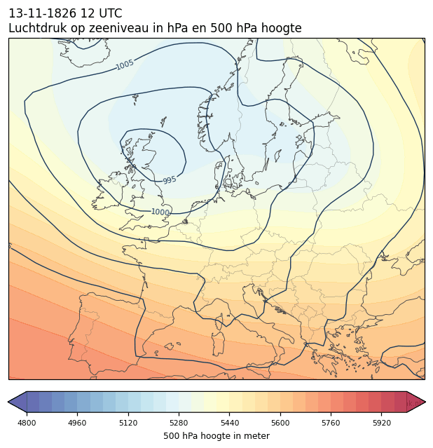 Weerkaart van 13 november 1826 om 12 UTC