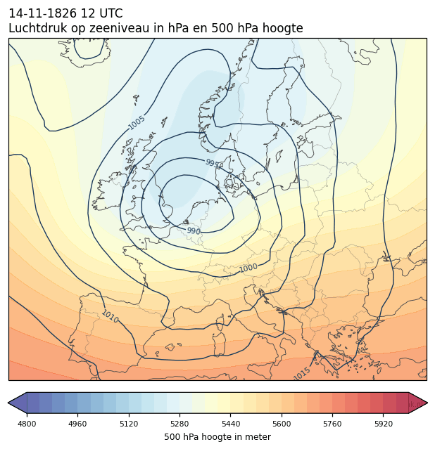 Weerkaart van 14 november 1826 om 12 UTC
