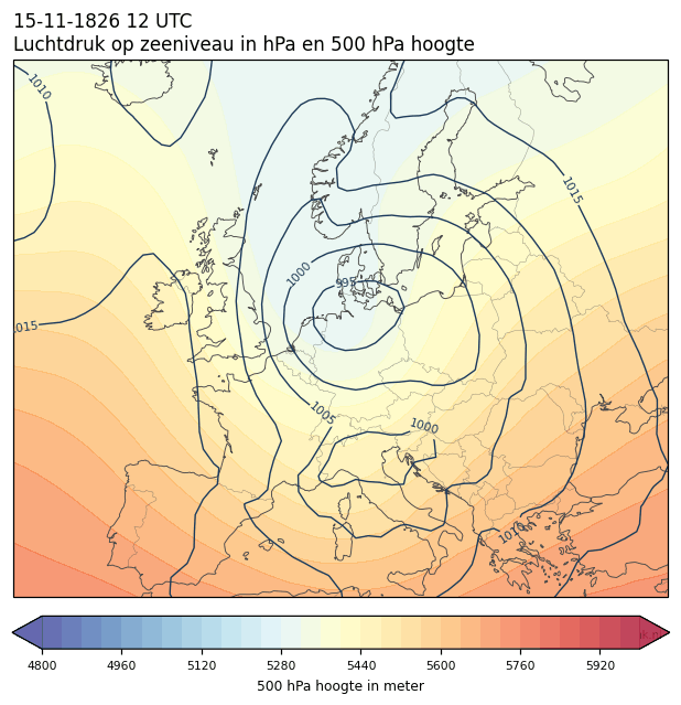 Weerkaart van 15 november 1826 om 12 UTC