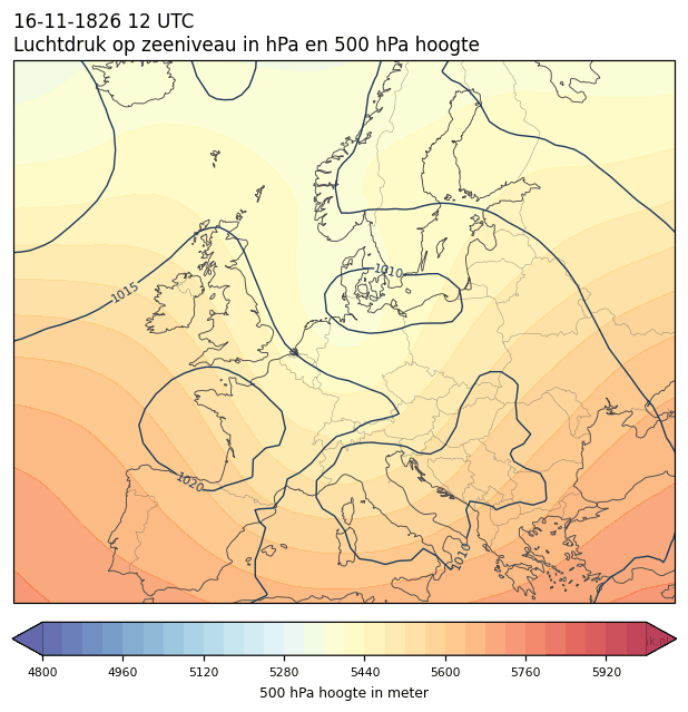 Weerkaart van 16 november 1826 om 12 UTC