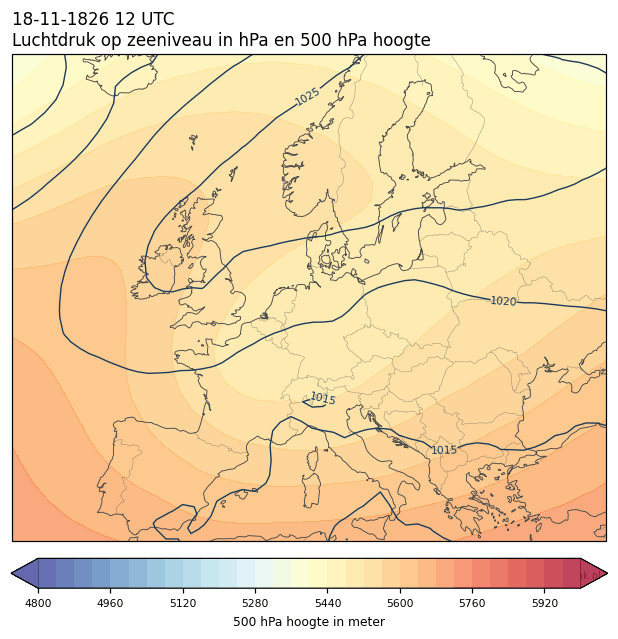 Weerkaart van 18 november 1826 om 12 UTC