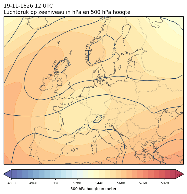 Weerkaart van 19 november 1826 om 12 UTC