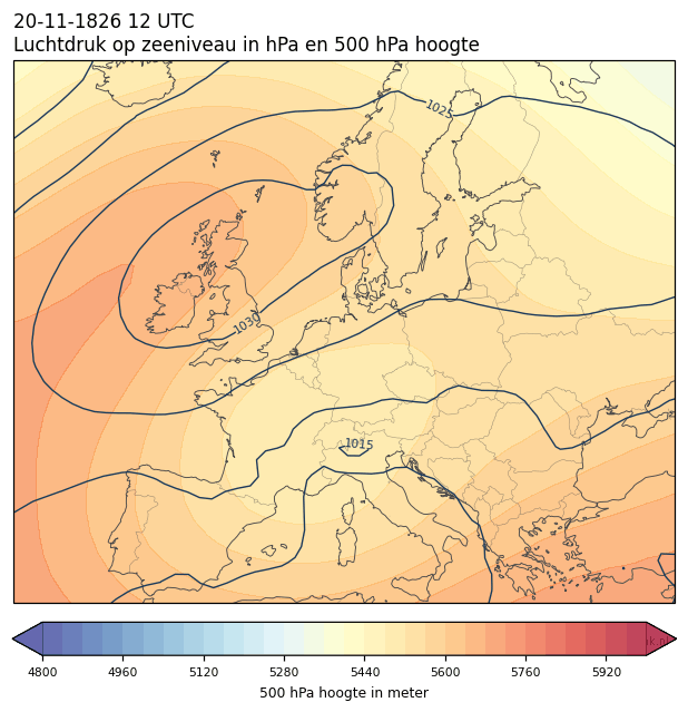 Weerkaart van 20 november 1826 om 12 UTC