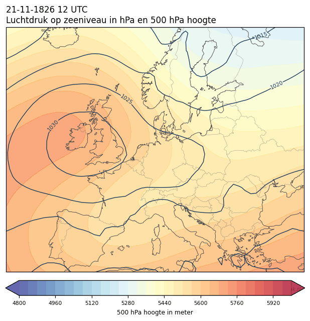Weerkaart van 21 november 1826 om 12 UTC