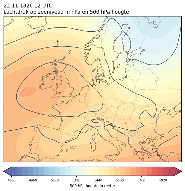 Weerkaart van 22 november 1826 om 12 UTC