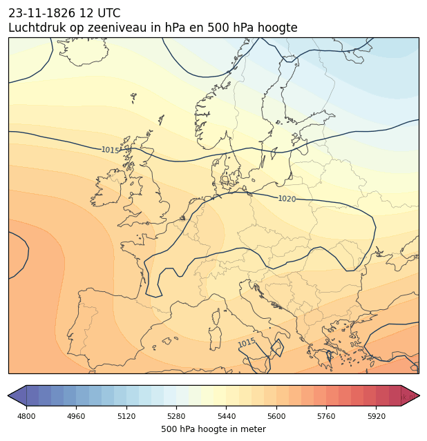 Weerkaart van 23 november 1826 om 12 UTC