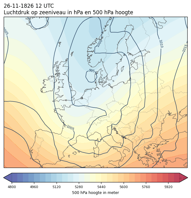 Weerkaart van 26 november 1826 om 12 UTC