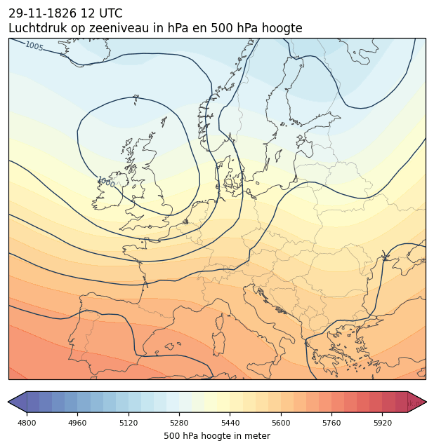 Weerkaart van 29 november 1826 om 12 UTC