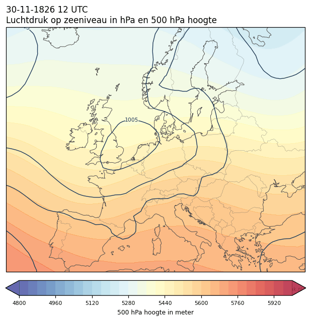 Weerkaart van 30 november 1826 om 12 UTC