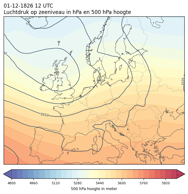 Weerkaart van 1 december 1826 om 12 UTC