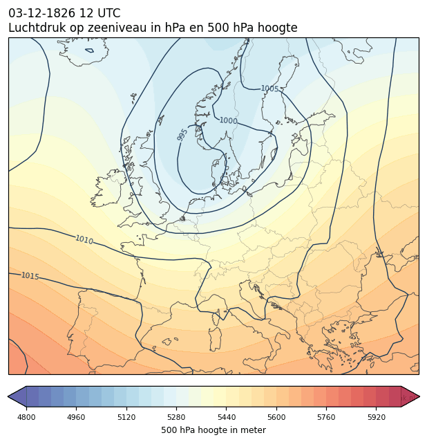 Weerkaart van 3 december 1826 om 12 UTC