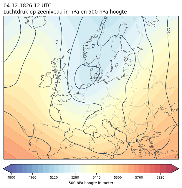 Weerkaart van 4 december 1826 om 12 UTC