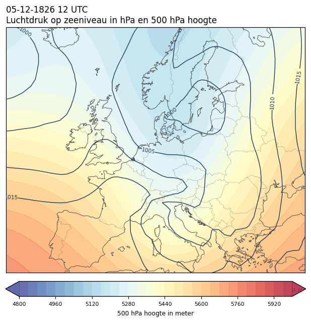 Weerkaart van 5 december 1826 om 12 UTC