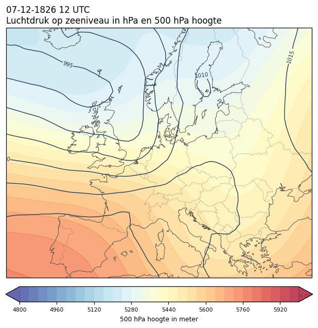 Weerkaart van 7 december 1826 om 12 UTC