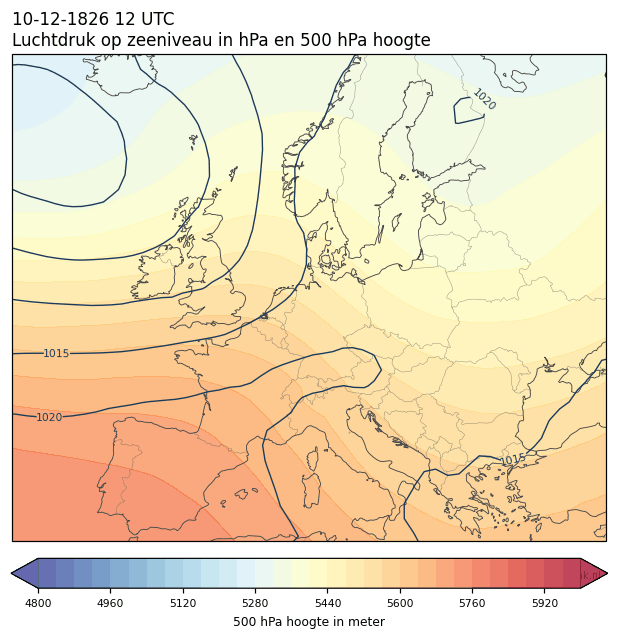 Weerkaart van 10 december 1826 om 12 UTC